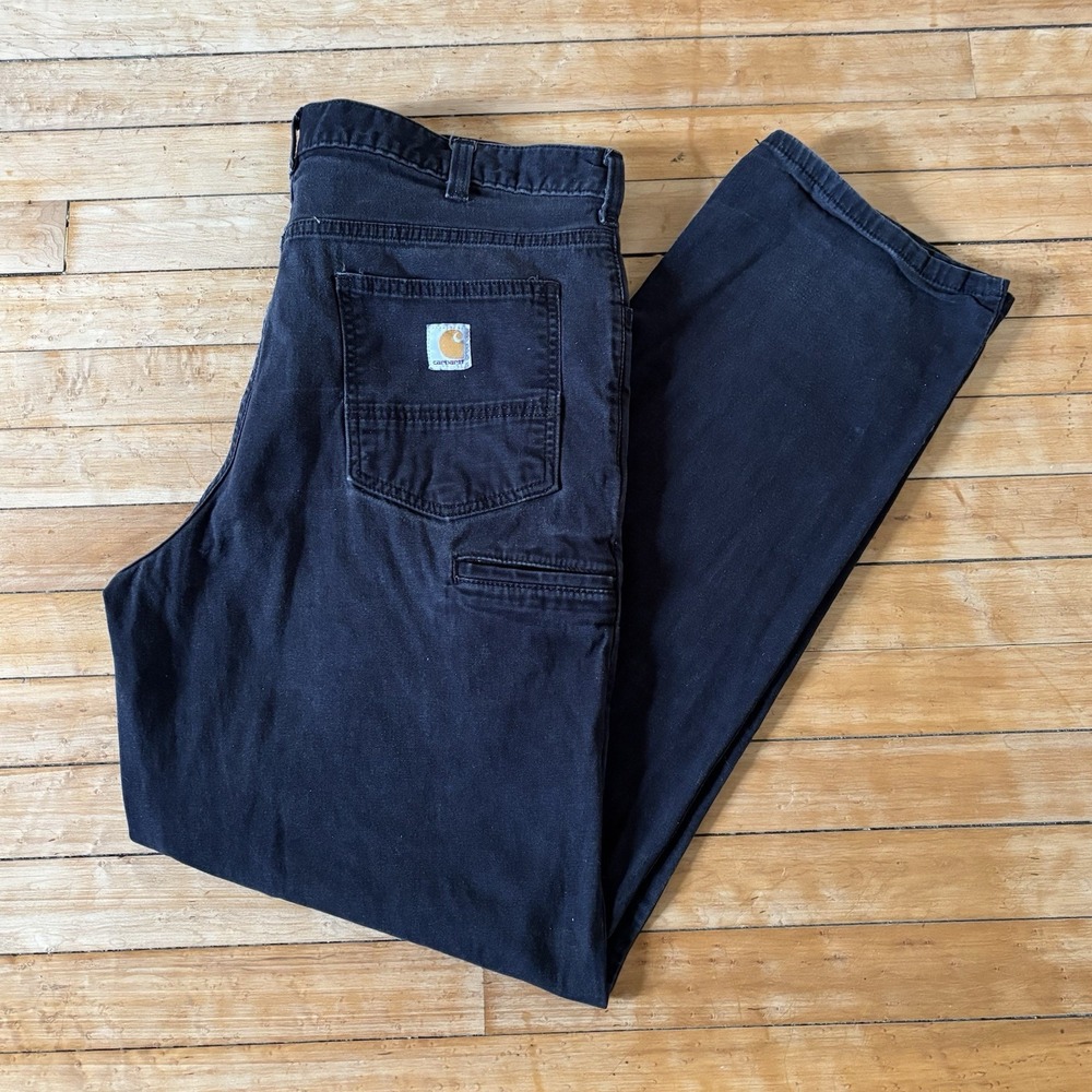 Carhartt Rugged Flex Canvas Black Pants Mens 38x34 Relaxed Fit (102517 001)